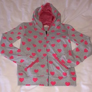 💝New girls zip front hoodie with pockets! heather gray & pink! M 10/12 made USA